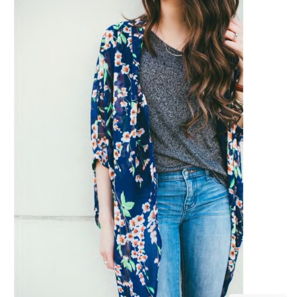 Blue Floral Kimono